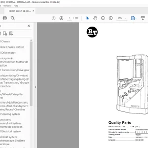 BT Forklift RR B7 / B8 / E7 / E8 / ( C ) / 14 ( DC ) Quality Parts Manual