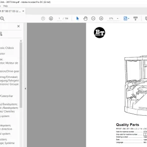 BT Forklift RR B7 / B8 / E7 / E8 / ( C ) / 14 ( DC ) Quality Parts Manual PDF