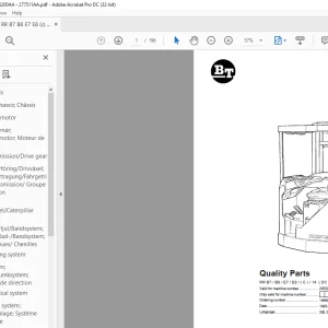 BT Forklift RR B7  B8  E7  E8  ( C )  14 ( DC ) Quality Parts Manual 265200AA-277511AA