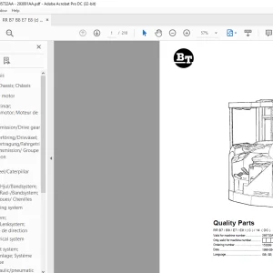 BT Forklift RR B7 / B8 / E7 / E8 / ( C ) / 14 ( DC ) Quality Parts Manual 285732AA-293891AA