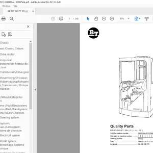 BT Forklift RR B7 / B8 / E7 / E8 / ( C ) / 14 ( DC ) Quality Parts Manual 293892AA-301925AA