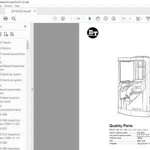 BT Forklift RR B7 / B8 / E7 / E8 / ( C ) / 15 ( AC ) ( ACi ) Quality Parts Manual
