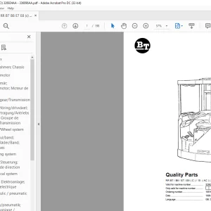 BT Forklift RR B7 / B8 / E7 / E8 ( C ) / 15 ( AC ) ( ACi ) Quality Parts Manual 328924AA-