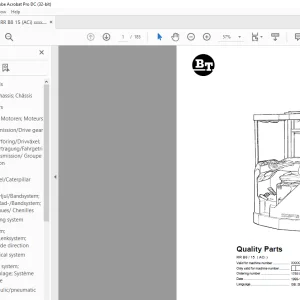 BT Forklift RR B8/15 (ACi) Quality Parts Manual PDF
