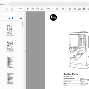 BT Forklift RR B8/15 (ACi) Quality Parts Manual - PDF