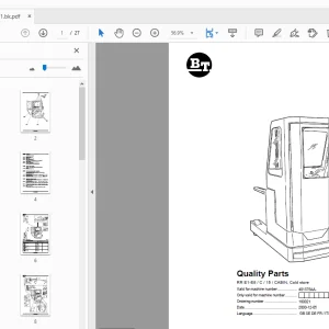BT Forklift RR E1-E8/C/15/CABIN, Cold store Quality Parts Manual - PDF
