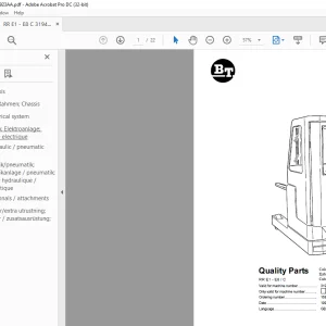 BT Forklift RR E1 E8 /C Quality Parts Manual - PDF DOWNLOAD