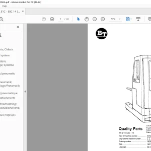 BT Forklift RR E1C-E8C/14 Quality Parts Manual - PDF DOWNLOAD