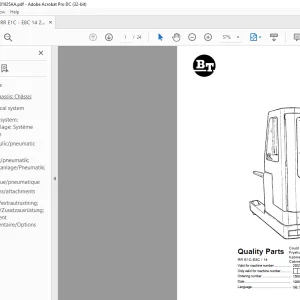 BT Forklift RR E1C-E8C14 Quality Parts Manual PDF