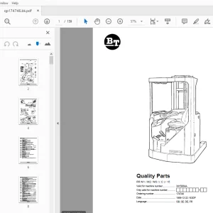 BT Forklift RR M1/M2/M3/(C)/15 Quality Parts Manual 341596AA - PDF