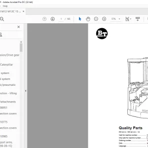 BT Forklift RR M12 / RR M12C / 15 Quality Parts Manual 411663AA