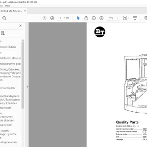 BT Forklift RR M4/M5/M6/( C )/15 Quality Parts Manual 360915AA-