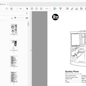 BT Forklift RR N1/N2/N3/(C)/14 (DC) Quality Parts Manual - PDF