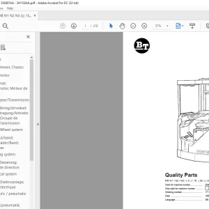 BT Forklift RR N1 N2 N3 (C) 15 (AC) (ACi) Quality Parts Manual (336097AA)