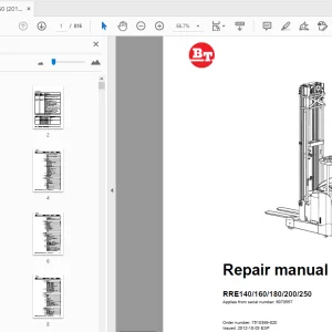 BT Forklift RRE140/160/180/200/250 Repair manual (6070557) - PDF