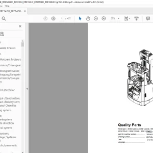 BT Forklift RRE140H/RRE140HC/RRE140HE/RRE140HEC/RRE160H/RRE160HC/RRE160HE/RRE160HEC Quality Parts Manual