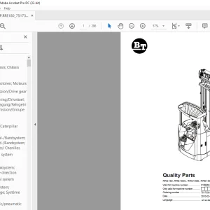 BT Forklift RRE180, RRE180C, RRE180E, RRE180EC Quality Parts Manual 6108964