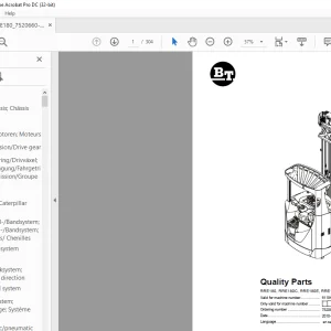 BT Forklift RRE180, RRE180C, RRE180E, RRE180EC Quality Parts Manual 6119463