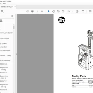 BT Forklift RRE180, RRE180C, RRE180E, RRE180EC Quality Parts Manual 6151932