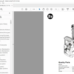 BT Forklift RRE200 Quality Parts Manual - PDF DOWNLOAD
