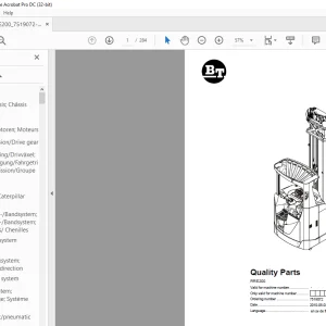 BT Forklift RRE200 Quality Parts Manual 7519072 - PDF DOWNLOAD
