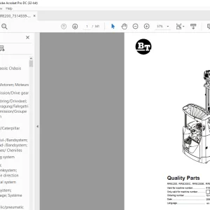 BT Forklift RRE200, RRE200C, RRE200E, RRE200EC Quality Parts Manual