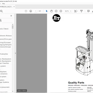 BT Forklift RRE200 RRE200C RRE200E RRE200EC Quality Parts Manual PDF