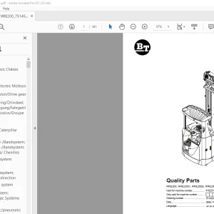 BT Forklift RRE200, RRE200C, RRE200E, RRE200EC Quality Parts Manual 6102374