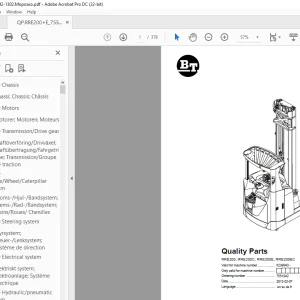 BT Forklift RRE200, RRE200C, RRE200E, RRE200EC Quality Parts Manual 6239943