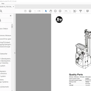 BT Forklift RRE200, RRE200C, RRE200E, RRE200EC Quality Parts Manual 6239943