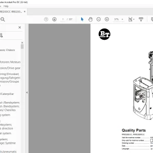 BT Forklift RRE200CC, RRE200ECC Quality Parts Manual 6108964