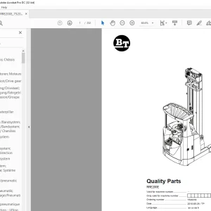 BT Forklift RRE200E Quality Parts Manual - PDF DOWNLOAD