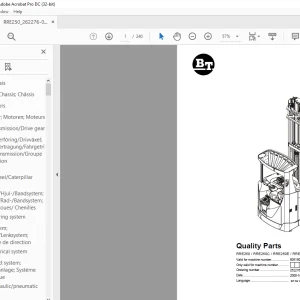 BT Forklift RRE250 RRE250C RRE250E RRE250EC Quality Parts Manual