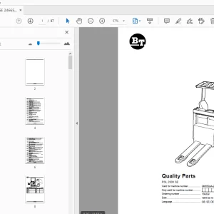 BT Forklift RSL 2000 SE Quality Parts Manual - PDF DOWNLOAD