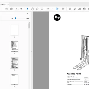 BT Forklift RSS 1600 SE Quality Parts Manual 246652AA - 250878AA - PDF