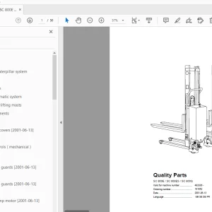 BT Forklift SC 800E/SC 800ES/SC 800Q Quality Parts Manual 493336 - PDF