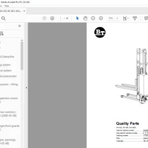 BT Forklift SH 8; SH 8ES Quality Parts Manual 493000 AAA - PDF DOWNLOAD