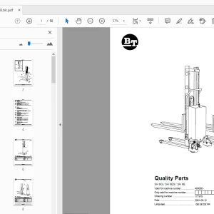 BT Forklift SH 8Q/SH 8ES/SH 8E Quality Parts Manual 493000 - PDF