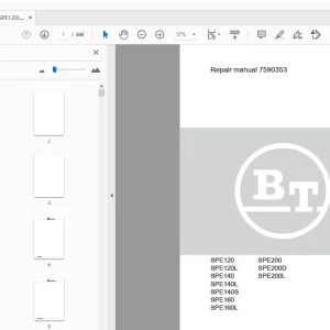 BT Forklift SPE120L SPE140 SPE140L SPE140S SPE160 SPE160L Repair manual - PDF