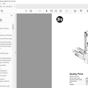 BT Forklift SPE125 / SPE160 Quality Parts Manual - PDF DOWNLOAD