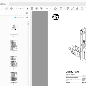 BT Forklift SPE125/SPE160 Quality Parts Manual 6017989 - PDF