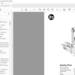 BT Forklift SPE125 / SPE160 Quality Parts Manual 6070582-