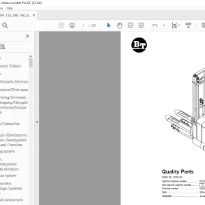 BT Forklift SPE125, SPE160 Quality Parts Manual 6223320 PDF