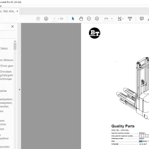 BT Forklift SPE125L / SPE160L Quality Parts Manual 6045941