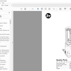 BT Forklift SPS 1.35 /SPS 1.35L /SPS 1.6 /SPS 1.6 L Quality Parts Manual