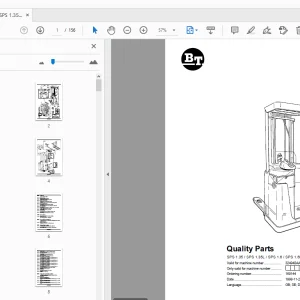 BT Forklift SPS 1.35/SPS 1.35L/SPS 1.6/SPS 1.6L Quality Parts Manual - PDF