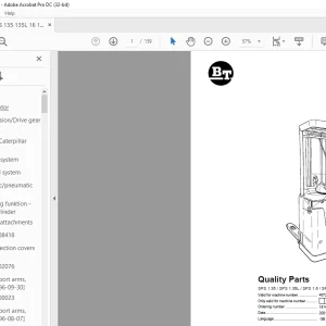 BT Forklift SPS 1.35 / SPS 1.35L / SPS 1.6 / SPS 1.6L Quality Parts Manual 407200AA-