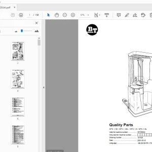 BT Forklift SPS 1.35/SPS 1.35L/SPS 1.6/SPS 1.6L Quality Parts Manual - PDF
