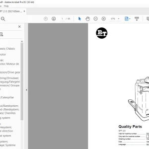 BT Forklift SPT 2.0 Quality Parts Manual 292169AA-301537AA