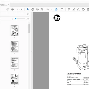 BT Forklift SPT 2.0 Quality Parts Manual - 311626AA - PDF DOWNLOAD